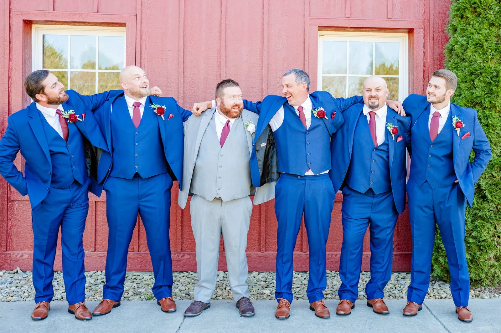 Groom and groomsmen ready before the ceremony at The Heritage Barn